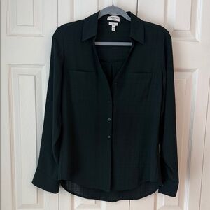 Express Dark Green Button-Down Dress Shirt